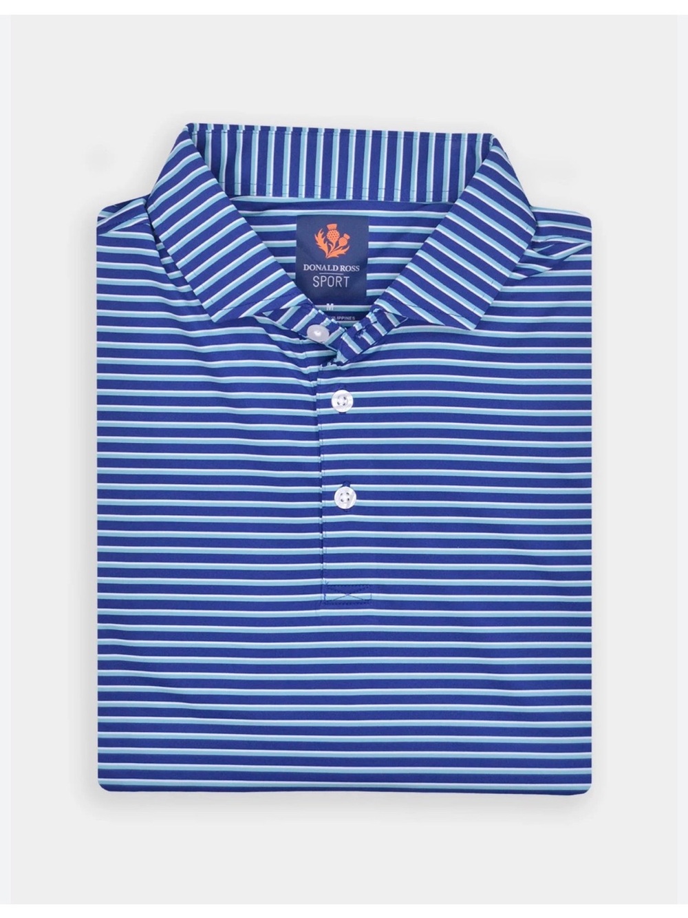 Donald Ross Performance Polo Shirt Men‎ Golf Blue Short Sleeve Fergus Shadow Lg